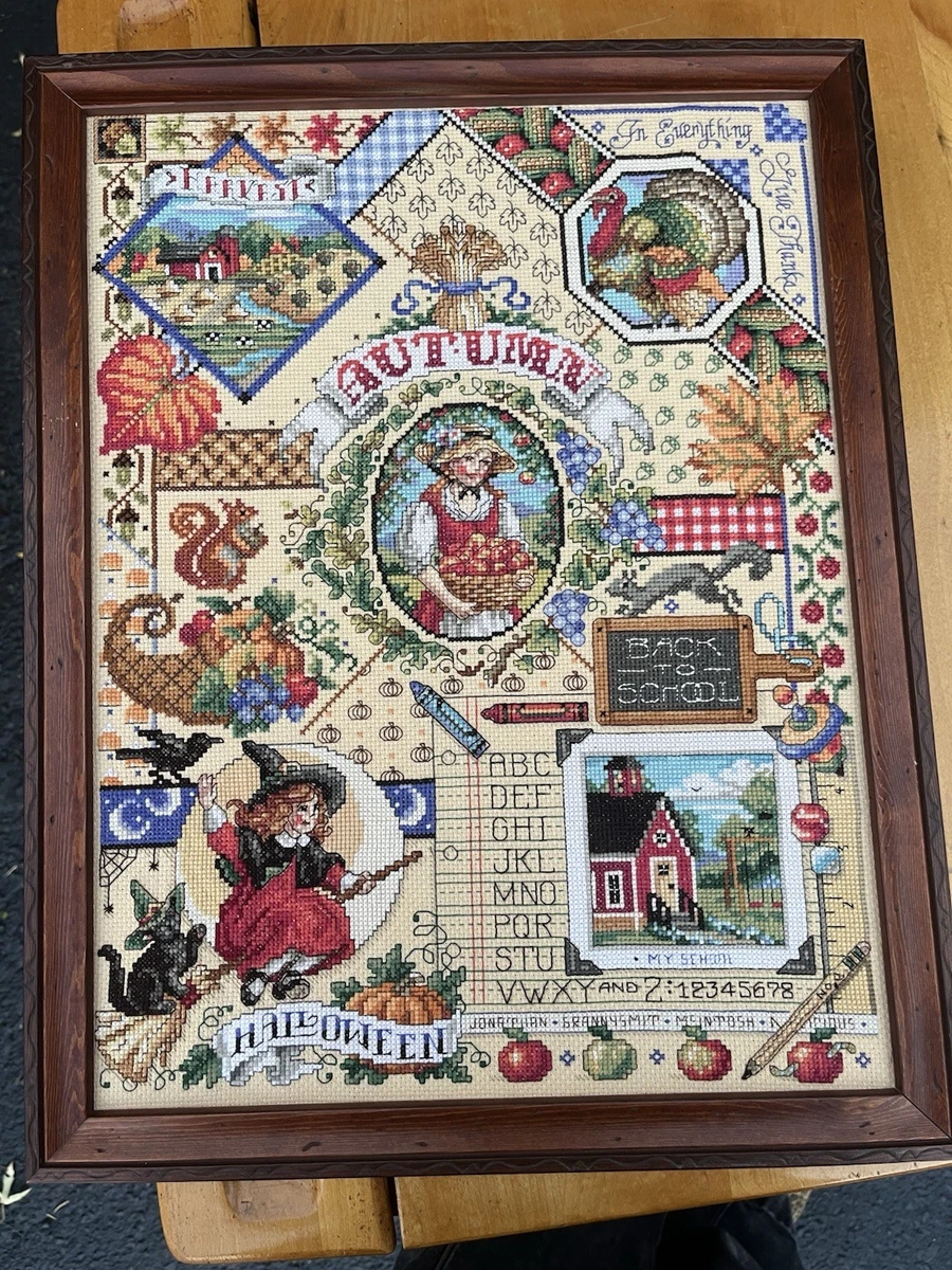 Complete & Framed Janlynn Cross Stitch Kit Autumn Fall Sandy Orton 023-024
