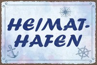 Blechschild 20X30 Cm Heimathafen Blaues Deko Geschenk Schild