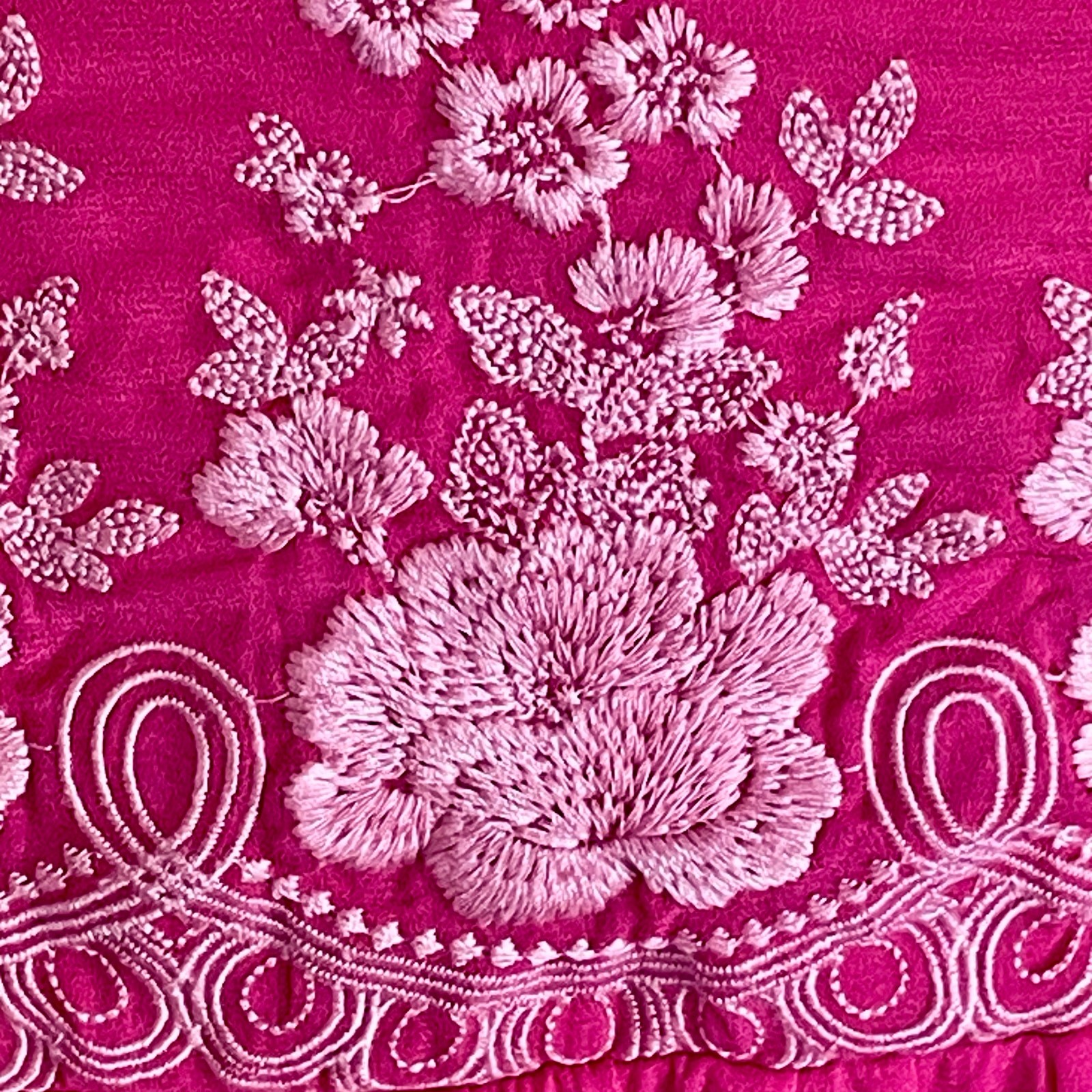 Savanna Jane Hot Pink Sundress Mini Floral Embroidery Boho SMALL Summer Party