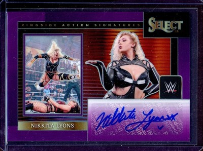 NIKKITA LYONS ~ 2024 Select WWE Purple Ringside Action Signatures AUTO (#7/35)