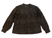 Rails Ariana Top In Savannah Poplin Pleated Front Size Large $188