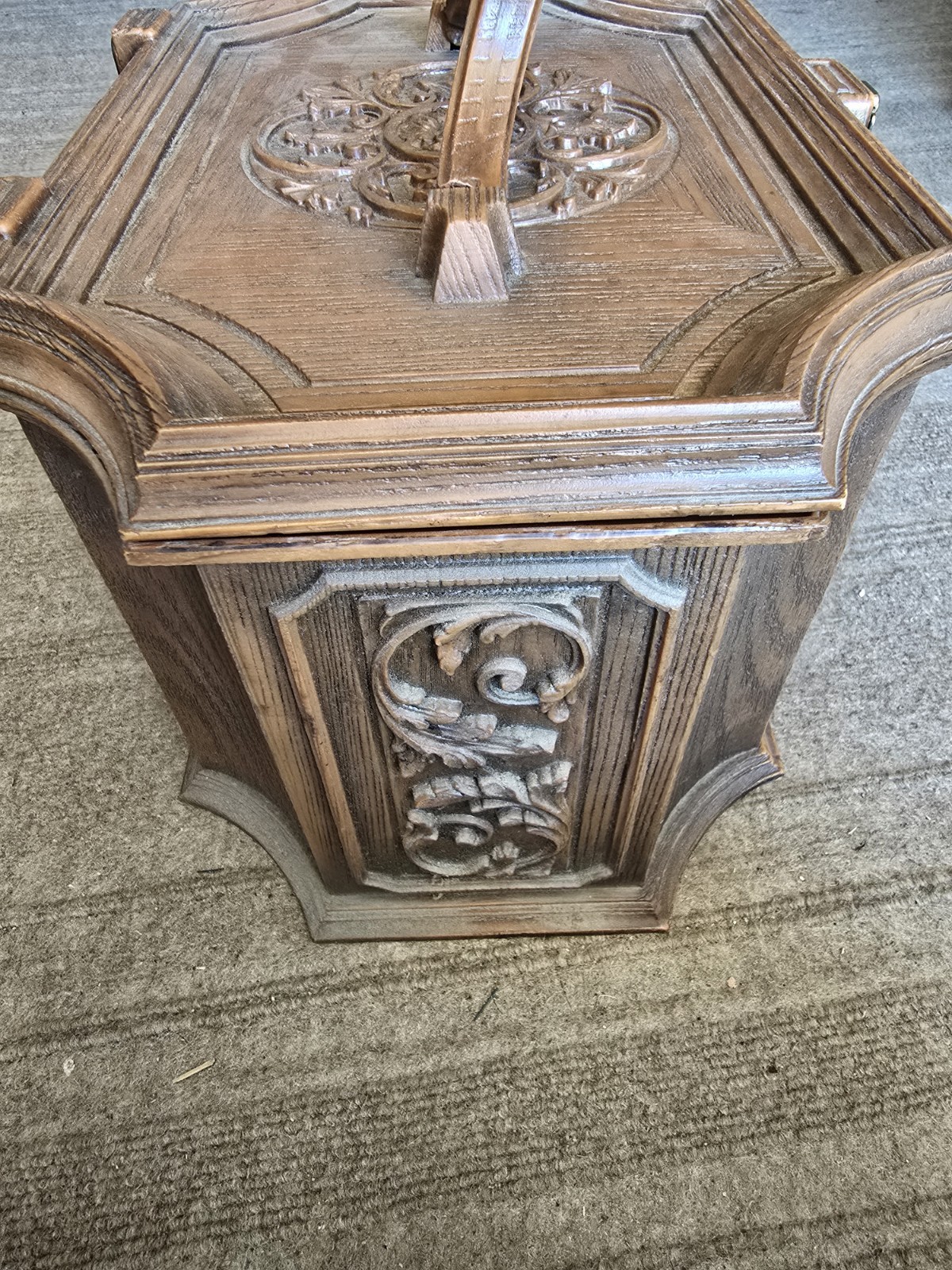 Vintage MCM Max Klein Faux Wood Sewing Box Hinged Lid Tray Insert USA Made