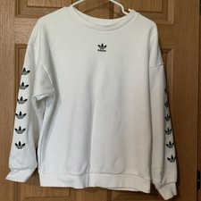 Women's Adidas Sm Sweatshirt. White W/black Logo On Sleeves And Front Neckline.