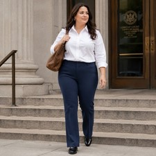 Nine West Magic Fit Tummy Control Bootcut Pants in Navy Blue Workwear Women's 16