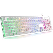 Membrane Gaming Keyboard, Rainbow LED Backlit Quiet Keyboard for Office, USB ...