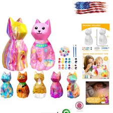 DIY Cat Lamp Kit - 2PCS Create Paint Night Light Arts Crafts for Kids