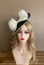 Black and White Kentucky Derby Fascinator: Silk Abaca Bow Hat