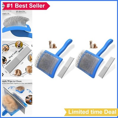 2 Pack Slicker Brush for Dogs Comb Professional Grooming Extra Long Pins