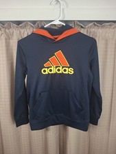 Youth Boys Adidas Blue Pullover Hoodie Logo Size Medium 10/12