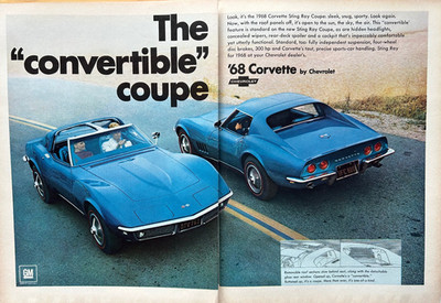 Collectible 1968 Chevrolet Corvette Stingray original color ad GM066