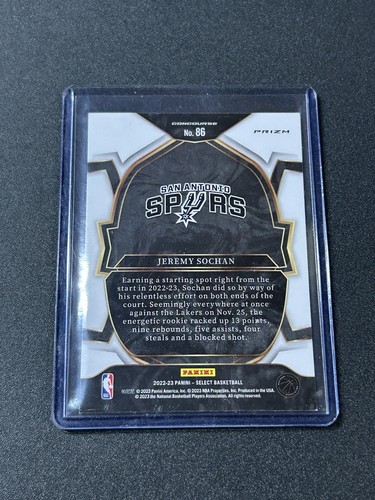 2022-23 Panini Select - Concourse Jeremy Sochan #86 Silver Prizm (RC) D2 - Picture 2 of 2