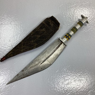 Vintage West African Tuareg Tribal Dagger Hand Forged Knife Wire Tip Sheath