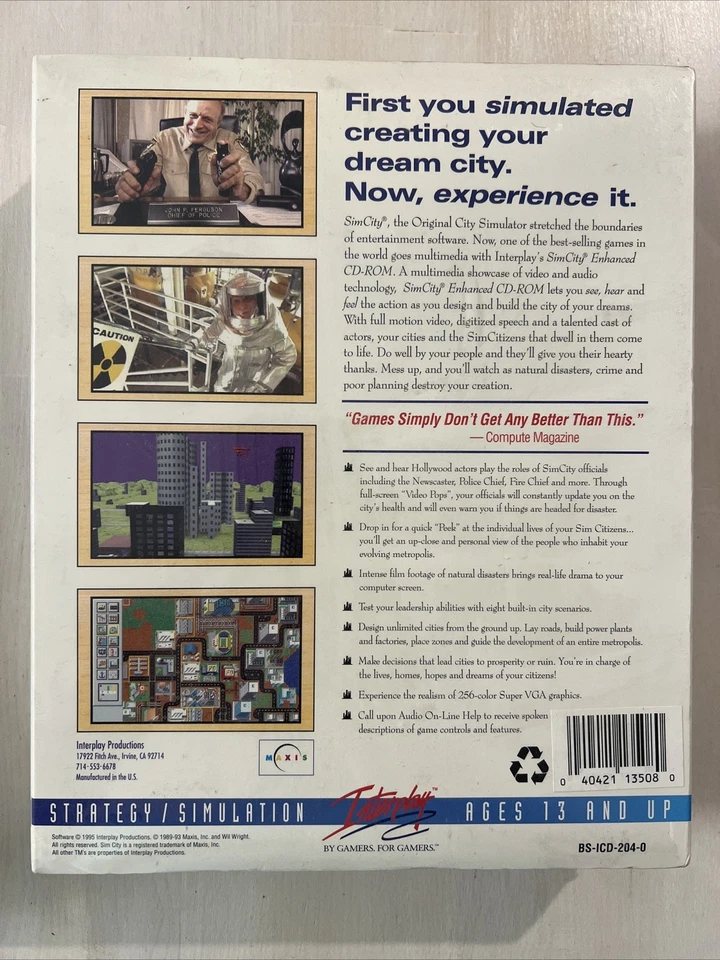 Sim City Classic City Simulator San Francisco 1993 (PC CD-ROM Game w/ Box) INCOM - Image 2 of 4