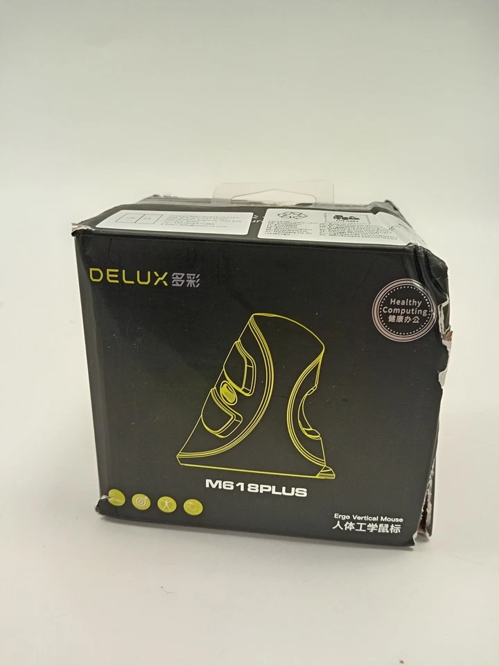 DELUX M618PLUS RGB Wired Vertical Ergonomic Mouse - Black - Boxed - Image 2 of 4