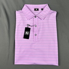 FootJoy Golf Shirt Polo Open Pinstripe Large Orchid Periwinkle NWT MSRP 88