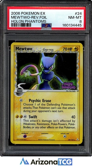 Pokemon 2006 Mewtwo 24/110 Reverse Holo EX Holon Phantoms PSA 8