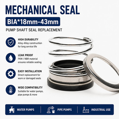 Mechanical Seal BIA*18mm-43mm Alloy-Alloy FKM/NBR Pump Shaft Seal Replacement