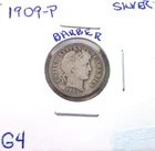 1909 PHILADELPHIA BARBER SILVER DIME IN GOOD CONDITION.