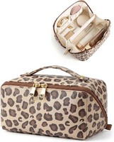 Kosmetiktasche Damen Pu-Leder Tragbare Reise Make-Up Tasche Wasserdicht Braun