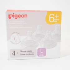 Pigeon Wide Neck Silicone Nipples L 6 Months 4 Pack BPA BPS Free Anti Colic