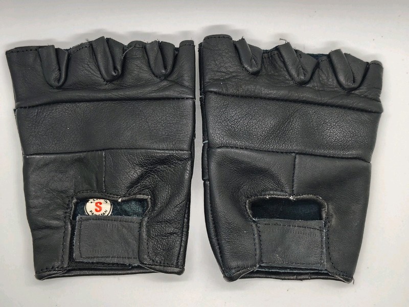 Vintage Leather Half Finger Weight Lifting Gloves Made In Pakistan Size Small