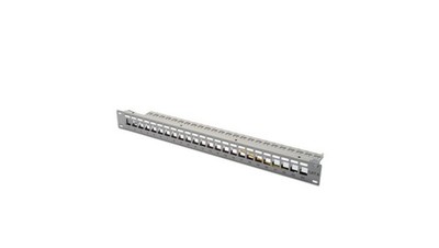 Patchpanel leer 19 Zoll 24x Keys 1U grau (RAL 7035) DN-91410