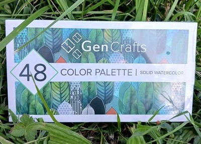 Gencrafts Watercolor Paint Palettes w/ Paper Pad, 2 Brush pens, 15 color pens