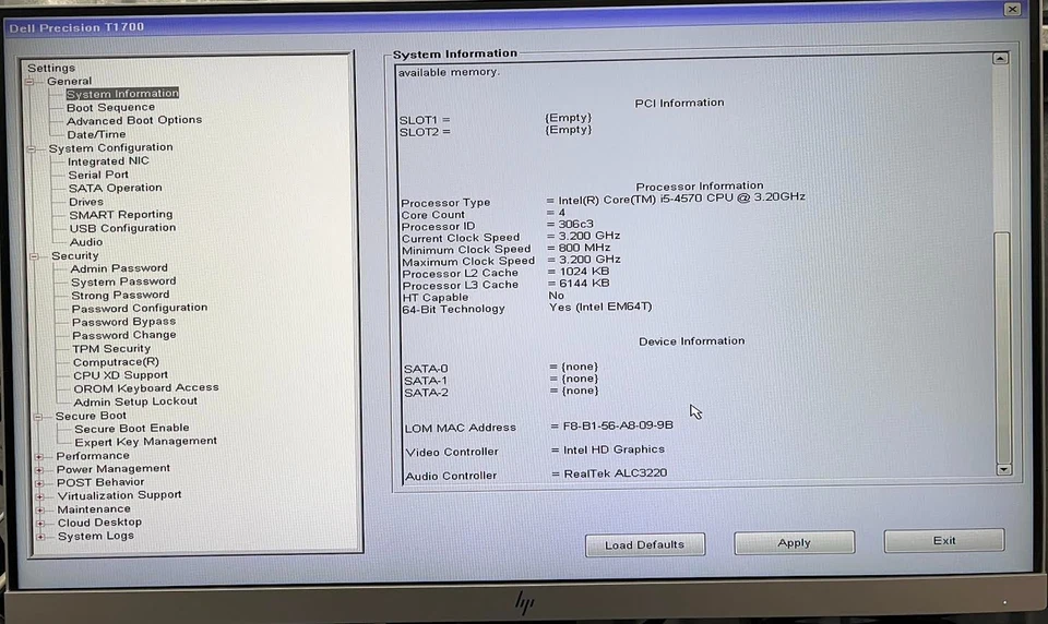 Dell Precision T1700 SFF PC Desktop i5-4570 4GB RAM No HDD Boots To Bios No OS - Image 3 of 4