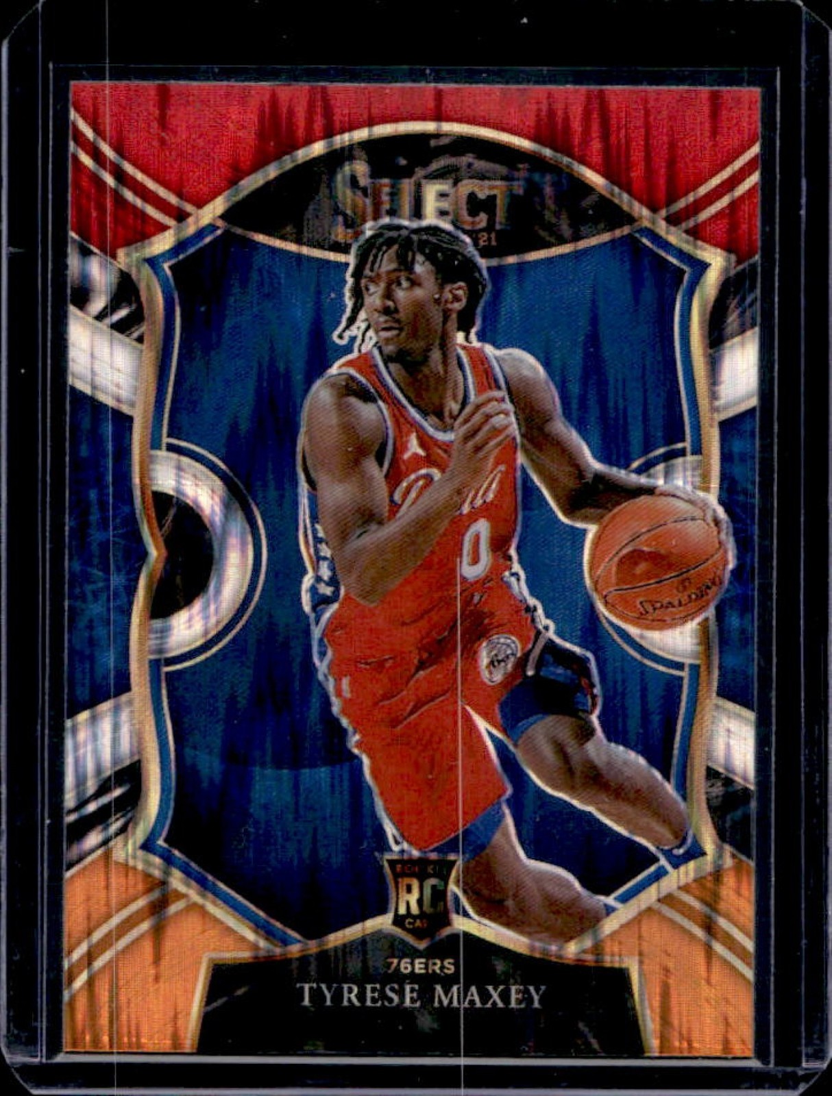2020-21 Panini Select Tyrese Maxey RC Red White Orange Flash Concourse #81 76ers