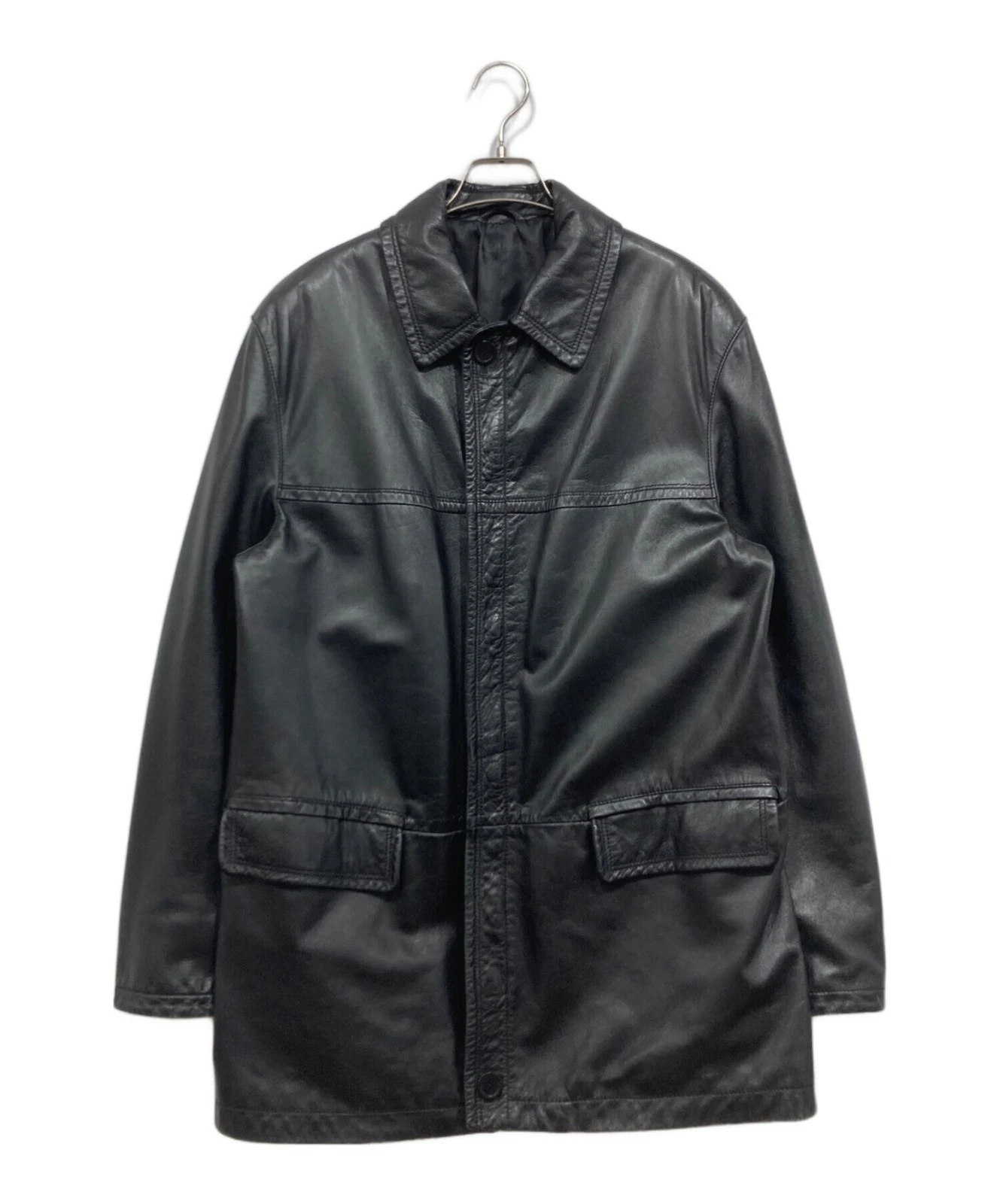 VERA PELLE Zip Leather Jacket Men's Size M Black - product detail image 1