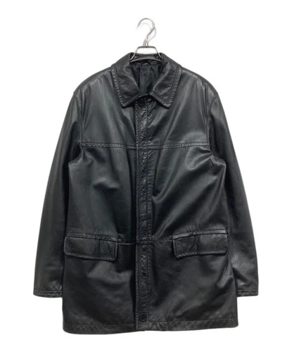 VERA PELLE Zip Leather Jacket Men's Size M Black - product listing photo