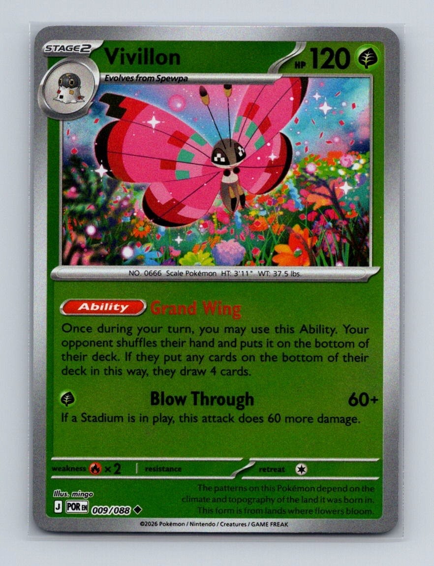 Vivillon 009 2026 Pokemon Perfect Order Reverse Holo Card NM+ (a)