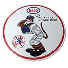 Vintage Esso Gasoline Sign - Yankees Gas Service Station Baseball Porcelain Sign