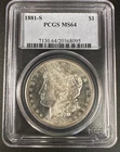 1881-S Morgan Silver Dollar PCGS MS64