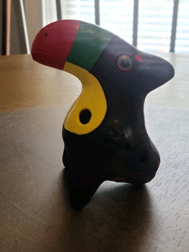 Amazing Animal Ocarina Hand Made Clay In Costa Rica Tucan, Cat, Rhino, Elephant 