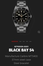 TUDOR Black Bay 54 37mm Automatic Chronometer Diver Black Dial Steel Bracelet