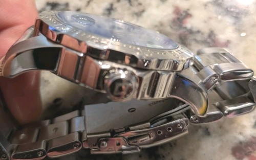 Akribos XXIV Watch Men Chronograph 42mm Silver Tone Date Blue Dial AK625SSB - Picture 3 of 6