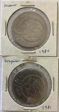 Mexico 1980,  & 1981 20 Peso 2-Coin Lot