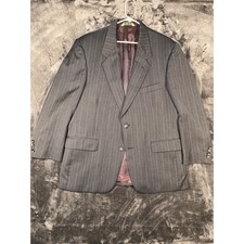 Evan-Picone Mens Grey Pinstripe 100 Worsted Wool Blazer Sport Coat 46R McRaes