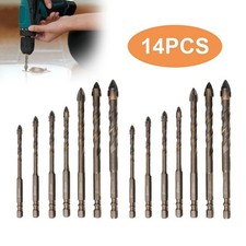 14x Carbide Drill Bit 3-12mm 4-Flute Sawtooth Eccentric Drill Bit for Tile Glass