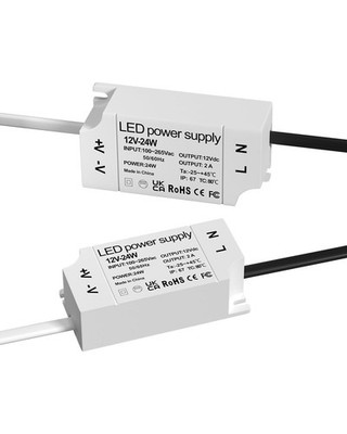 24W LED 12V Power Supply, IP67 Waterproof12 Volt LED Driver 110V AC to 12V DC...