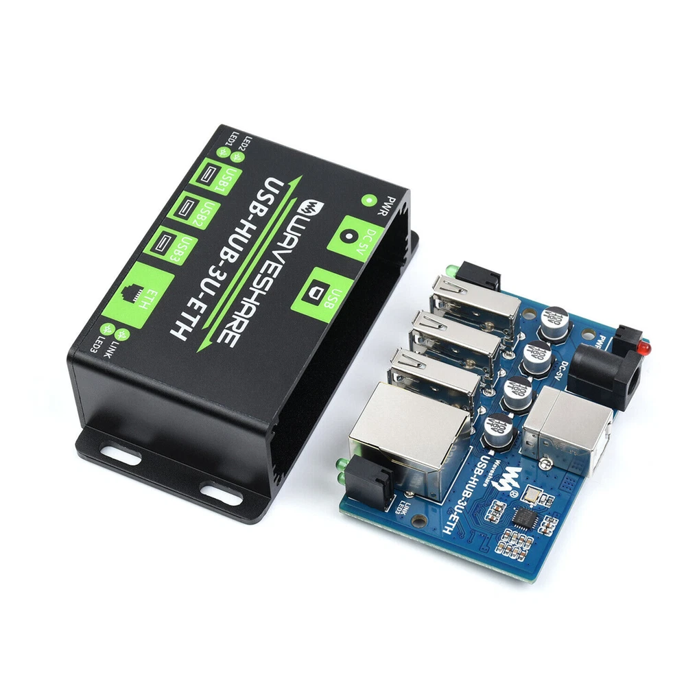 3-Port USB Hub with 100M Ethernet Port - Industrial-Grade Extension Board