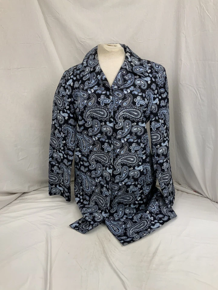 Michael Kors пальто куртка L женщин темно-синий пейсли хлопок подкладка YGI T2-121 - Изображение 2 из 4