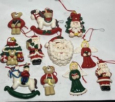 Vintage 11 Pcs Clay Dough Christmas Ornaments 1990s Angel Santa Toy Soldiers
