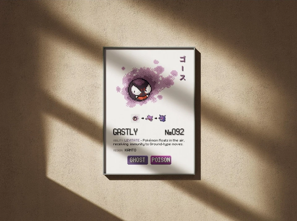 Set of 3 Gengar Evolutions Pokemon Fan Art piece canvas wall home decor Portrait - Image 2 of 4