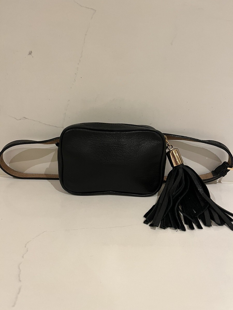 B-low The Belt Black Leather Waist Bag With Tassel Zipper  display picture 2