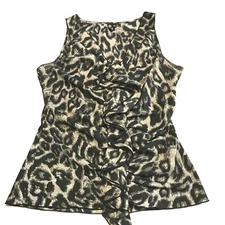 MILANO Womens Size Small Sleeveless Animal Print Ruffled Tank Top Shirt Blouse