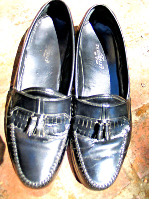 TOWNCRAFT Black Leather Kiltie Tassel Loafer Dress Shoes  display picture 1