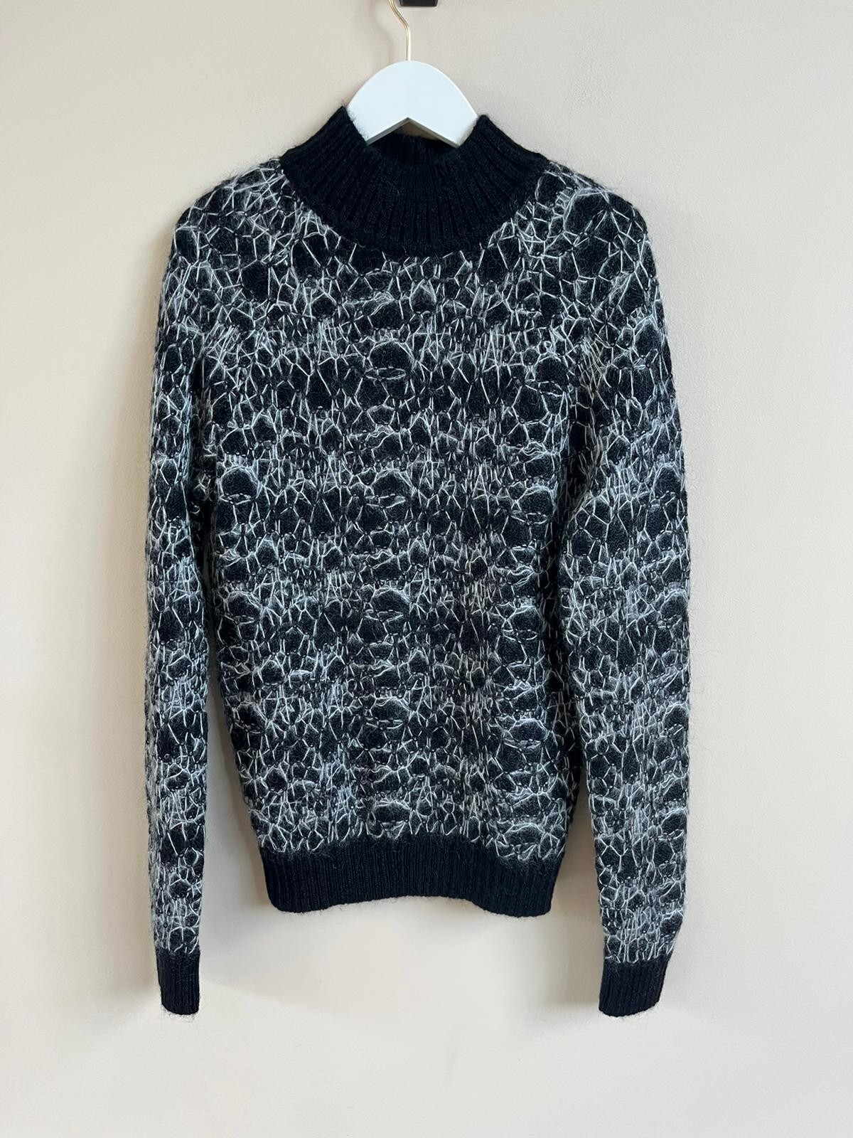 Saint Laurent Paris maglieria LS in bianco e nero NUOVA CON ETICHETTE XS