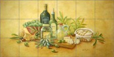 Kitchen Tile Backsplash Rita Broughton Tuscan Art Ceramic Mural EC-RB003